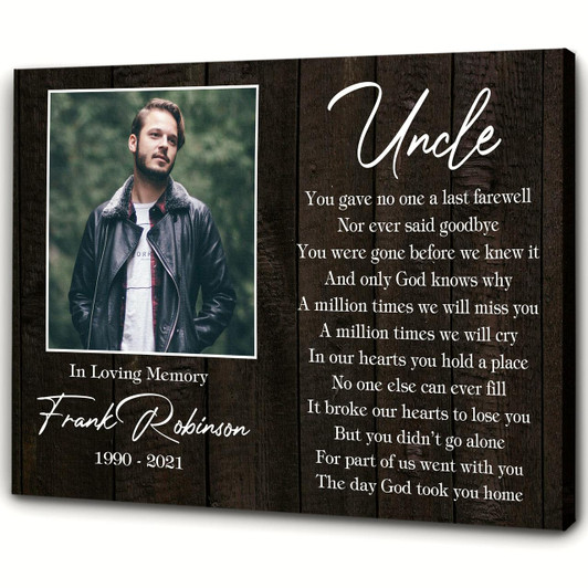 Personalized Uncle Remembrance Memorial Canvas In Memory Of Uncle Memorial Canvas, Memorial Gift For Loss Of Uncle, Sympathy Bereavement For Uncle In Heaven