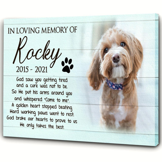 Personalized Canvas Pet Loss Memorial God Saw You Getting Tired Pet Remembrance, Loss Of Dog, Loss Of Cat Sympathy Gift For Pet Owners