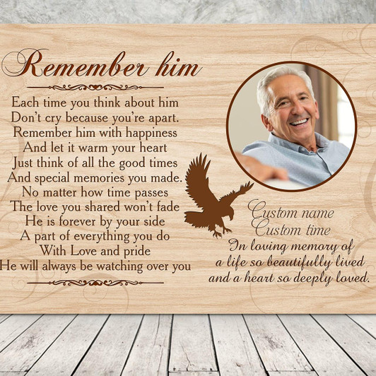 Personalized Memorial Canvas Remember Him Memorial Gift For Loss Of Father, Grandfather, Brother, Son Remembrance Gift