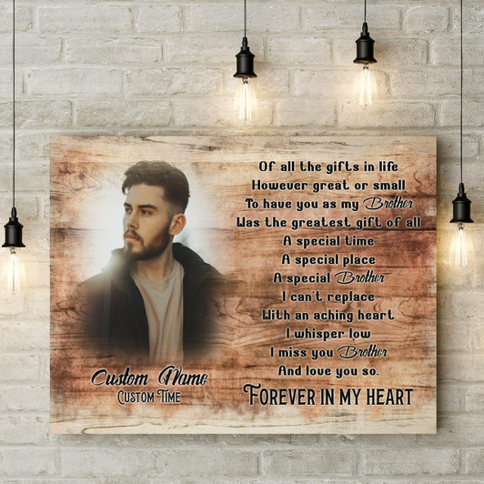 Personalized Memorial Gifts For Loss Of Loved One Canvas For Loss Of Brother Forever In My Heart