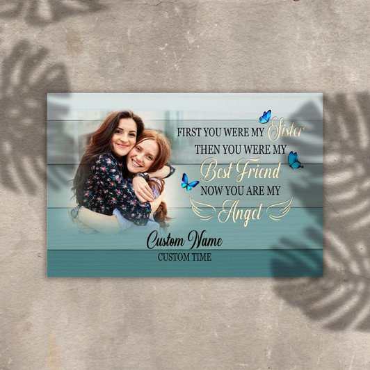 Personalized Memorial Gifts For Loss Of Loved One, Remembrance Sympathy Canvas For Loss Of Sisters