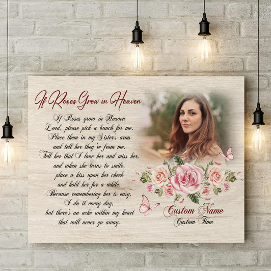 Personalized Deepest Keepsake Memorial Gifts For Loss Of Loved One Sympathy Canvas Rose In Heaven