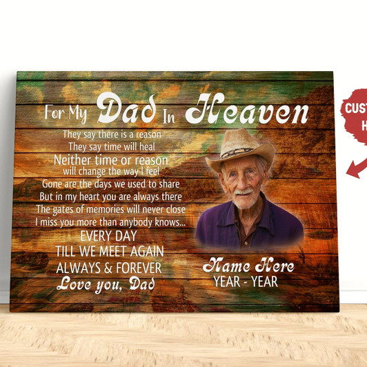 Personalized Dad Memorial Canvas Dad Remembrance Father'S Day In Heaven Sympathy Gift Loss Of Father
