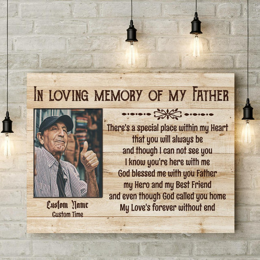 Father Memorial Custom Canvas In Loving Memory Of Father, Sympathy Gift For Loss Father, Dad Memorial