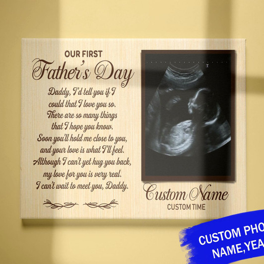 Personalized New Daddy Canvas Custom Sonogram Wall Art First Father'S Day Gift For Husband Dad To Be Expecting Father