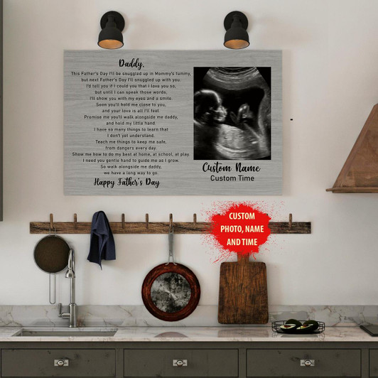Personalized Canvas For New Dad Happy First Father'S Day Gift For Husband, Expecting Dad, Dad To Be