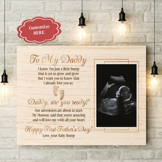 Personalized First Fathers Day Sonogram Canvas Dad To Be Gift New Daddy 1St Time Father Expecting Dad Style 1