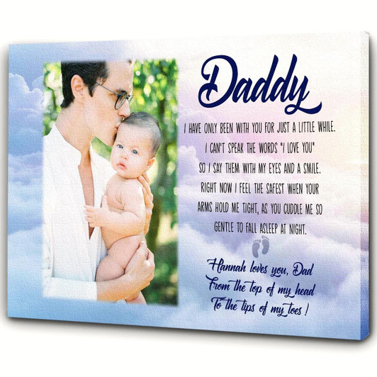Personalized New Dad Canvas First Father'S Day Gift For New Daddy 1St Time Father Gift Custom Baby Photo