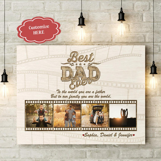 Best Dad Ever Custom Photo Collage Matte Canvas Fathers Day Gift For Daddy Birthday Christmas