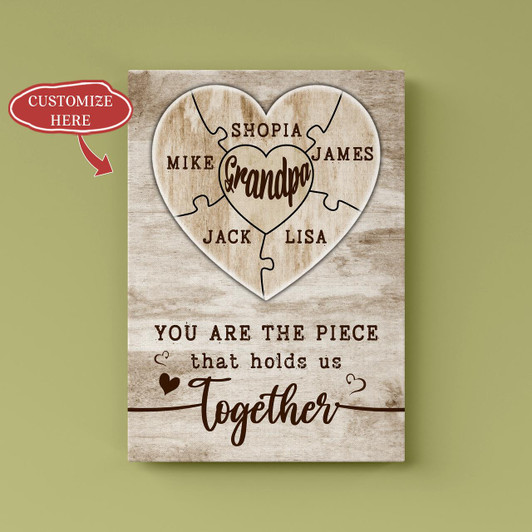 Personalized Grandpa Canvas Thoughtful Father'S Day Gift For Best Papa Ever Custom Names Birthday Christmas