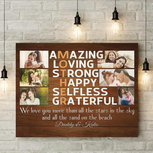 Personalized Mothers Day Canvas Photo Collage, Mother'S Day Gift For Mommy Birthday Christmas