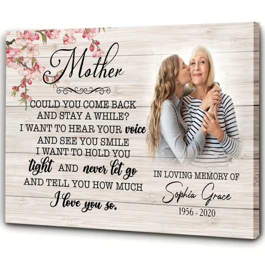 Personalized Mom Memorial Canvas Could You Come Back, Mom Remembrance Gift For Grieving Daughter, Sympathy Gift For Loss Of Mother, Mom Loss Condolence
