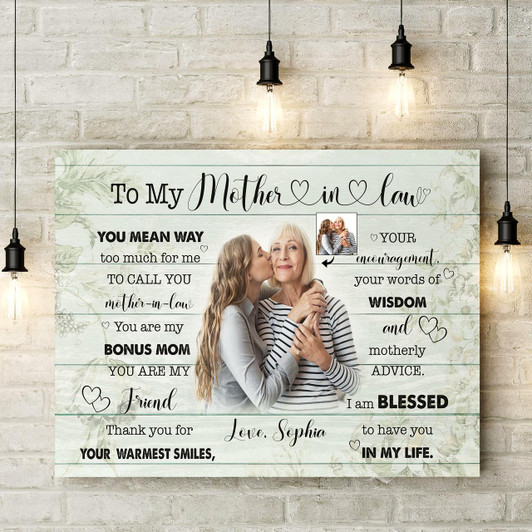 Motherinlaw Custom Canvas Mother'S Day Gift For Mom In Law, Husband'S Mother Birthday Christmas