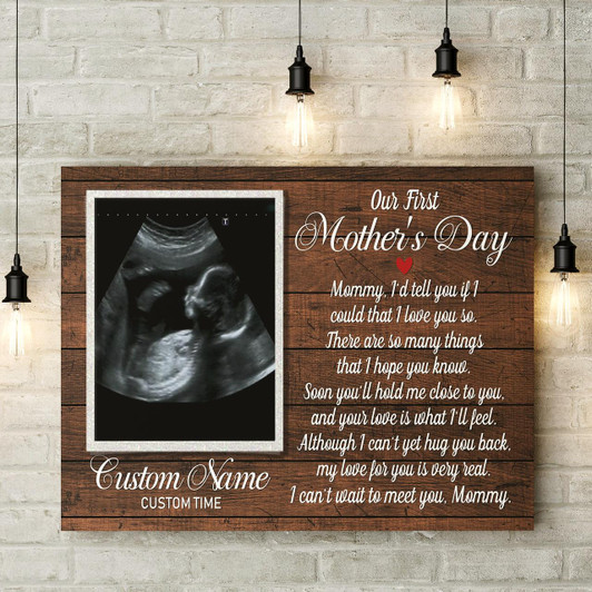 Personalized New Mom Canvas Can'T Wait To Meet You First Mother'S Day Gift For Wife, Expecting Mom
