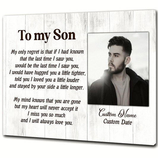 Personalized To My Son In Heaven Canvas Memorial Canvas Son Memorial Canvas, Memorial Gift, Son Remembrance Sympathy, Bereavement Gift, Son In Memory