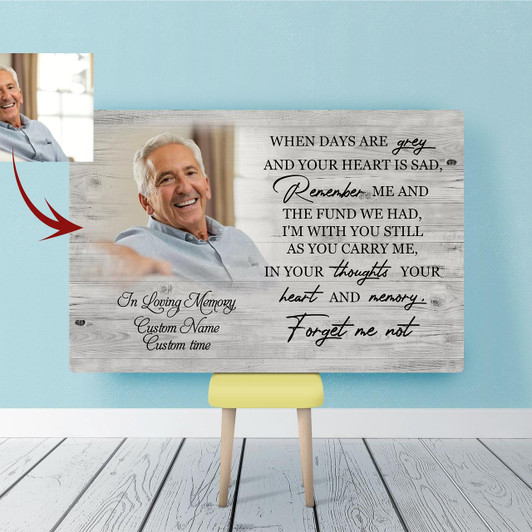 Personalized Memorial Canvas Forget Me Not Memorial Gift, Sympathy Gift For Loss Of Father Mother Husband Son In Heaven, Bereavement Gift In Loving Memory Remembrance