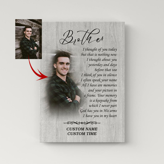 Personalized Brother Remembrance Canvas I Thought Of You Today Brother Memorial Gifts, Sympathy Gifts For Loss Of Brother, In Memory Bereavement Condolence Gifts