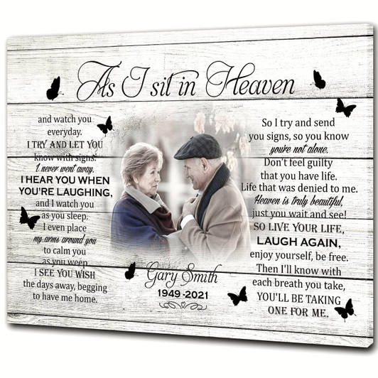 Personalized Memorial Gifts As I Sit In Heaven Canvas Christmas Memorial Canvas Memorial Keepsake Remembrance Canvas For Loss Of Someone In Heaven