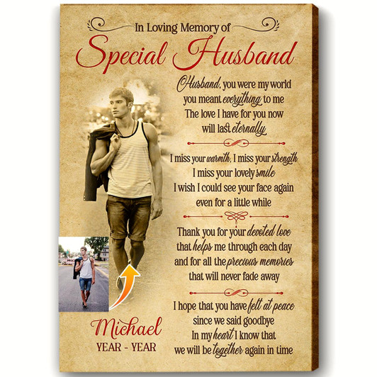 Personalized Canvas In Loving Memory Of Special Husband Sympathy Gift Peaceful Remembrance Canvas, Memorial Deepest Sympathy For Loss Of Husband, Loss Of Wife, Mother, Father