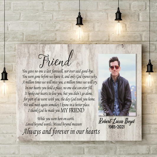 Personalized Friend Memorial Canvas Memorial Gift For Loss Of Friend Sympathy Gift In Loving Memory Of Friend Remembrance Keepsake Friend Bereavement Condolence Gift