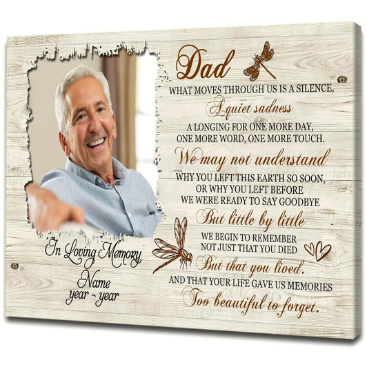 Personalized Dad Memorial Canvas Photo&Name Too Beautiful To Forget Dad Remembrance Sympathy Gift For Loss Of Father