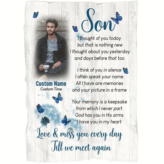 Son Remembrance Blanket I Thought Of You Today In Memory Of Son Sympathy Blanket Throw Memorial Gift