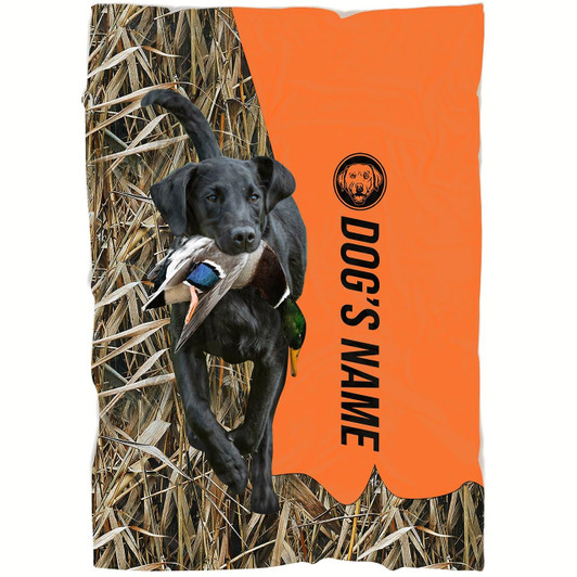 Black Labrador Retriever Hunting Dog Custom Name Blanket, Gifts For Hunter