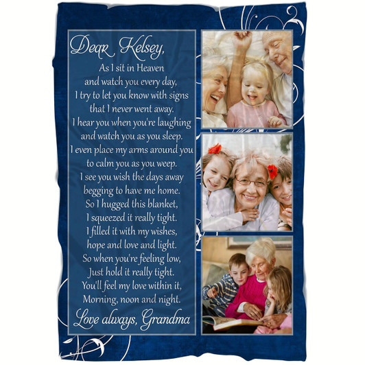 Memorial Blanket As I Sit In Heaven Custom Letter Blanket Meaningful Remembrance Throw, Sympathy Gift Style 1