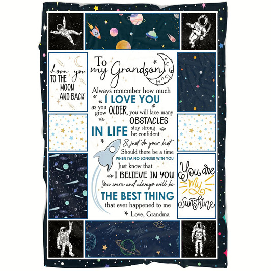 Personalized Grandson Blanket Stay Strong And Be Confident Astronaut Blanket Courage Throw From Grandma