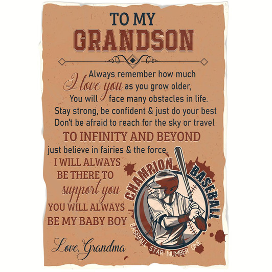 Grandson Baseball Blanket To My Grandson Courage Throw From Grandma