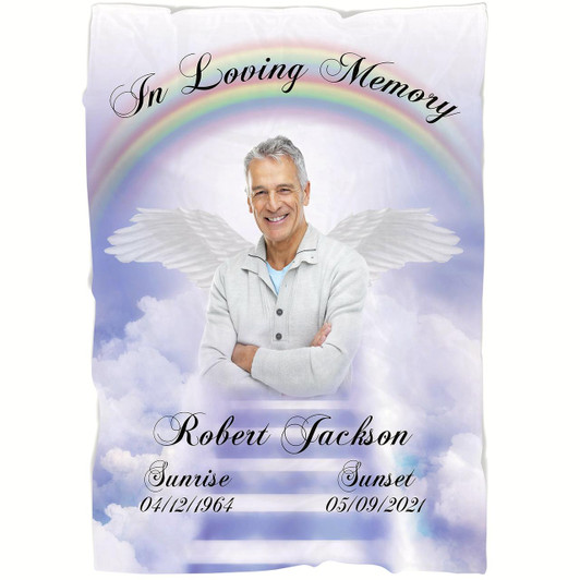 Memorial Blanket In Loving Memory Stairway To Heaven Blanket Custom Photo Remembrance Throw, Memorial Blankets And Throws For Loss Of Loved One