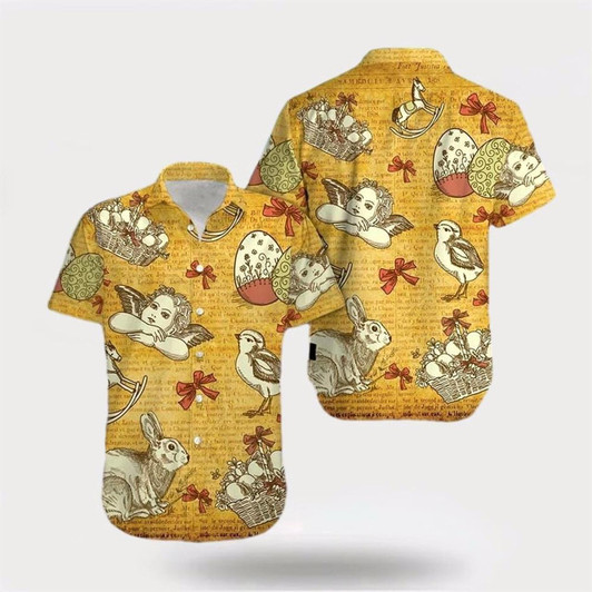 Goofygearprints Christian Hawaiian Shirt, Vintage Happy Easter Unisex Hawaiian Shirts, Easter Hawaiian Shirt, Christian Aloha Shirt
