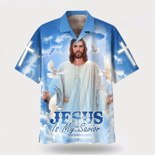 Goofygearprints Christian Hawaiian Shirt, Jesus With His Arms Open Hawaiian Shirt, Jesus Is My Savior Hawaiian Shirts, Christian Aloha Shirt
