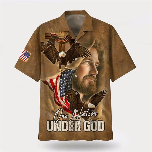 Goofygearprints Christian Hawaiian Shirt, Jesus One Nation Under God Hawaiian Shirts, Christian Aloha Shirt
