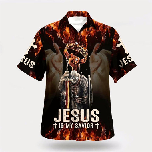 Goofygearprints Christian Hawaiian Shirt, Jesus Is My Savior Warrior Hawaiian Shirt, Christian Aloha Shirt
