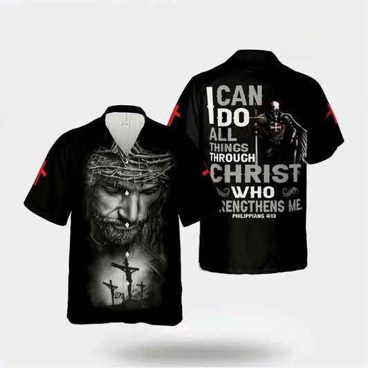 Goofygearprints Christian Hawaiian Shirt, Jesus I Can Do All Things Through Christ Hawaiian Shirt, Christian Aloha Shirt