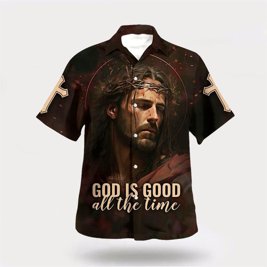 Goofygearprints Christian Hawaiian Shirt, Jesus Face God Is Good All The Time Hawaiian Shirt, Christian Aloha Shirt