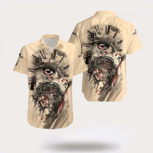 Goofygearprints Christian Hawaiian Shirt, Jesus Eye Clock Hawaiian Shirt, Christian Aloha Shirt