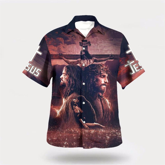 Goofygearprints Christian Hawaiian Shirt, Crucifixion Of Jesus Hawaiian Shirt For Men, Christian Aloha Shirt