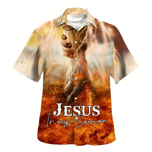 Goofygearprints The Hand Of God Jesus Is My Savior Hawaiian Shirt For Men, Christian Hawaiian Shirt, Gift For Christian