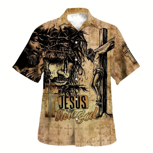 Goofygearprints Jesus Is The True God Christian Cross Summer Hawaiian Shirt For Men, Christian Hawaiian Shirt, Gift For Christian