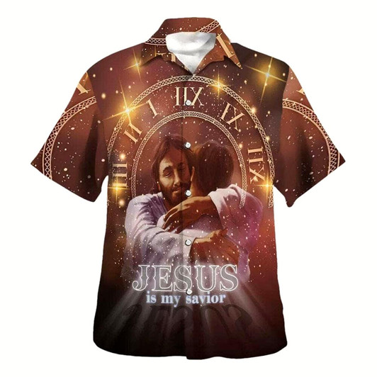 Goofygearprints Jesus Is My Savior Hugging Jesus Hawaiian Shirt For Men, Christian Hawaiian Shirt, Gift For Christian