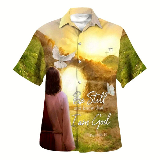 Goofygearprints Jesus Dove Be Still And Know That I Am God Hawaiian Shirt For Men, Christian Hawaiian Shirt, Gift For Christian