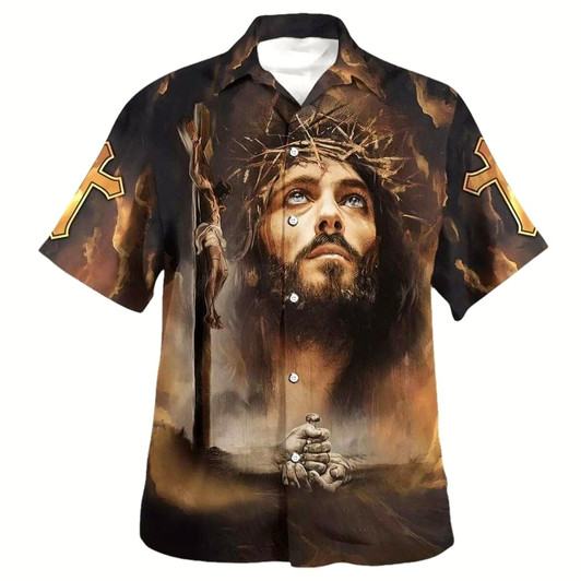 Goofygearprints Crucifixion Of Jesus Hawaiian Shirt For Men, Christian Hawaiian Shirt, Gift For Christian