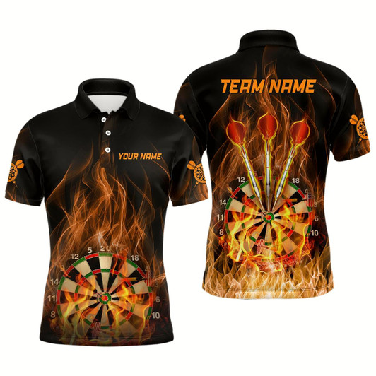 Goofygearprints Fire Flame Dartboard Mens Darts Polo Shirt Custom Dart Shirts For Men Dart Jerseys
