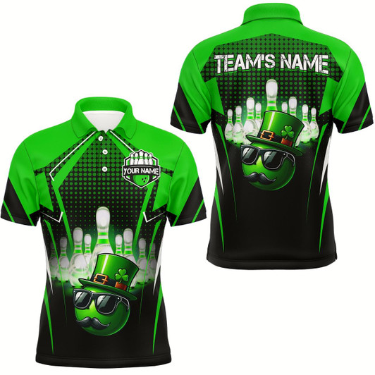 Goofygearprints Lucky Bowling Shirt For Men Custom Green Polo Team Shirt St. Patrick Day Bowling Shirt
