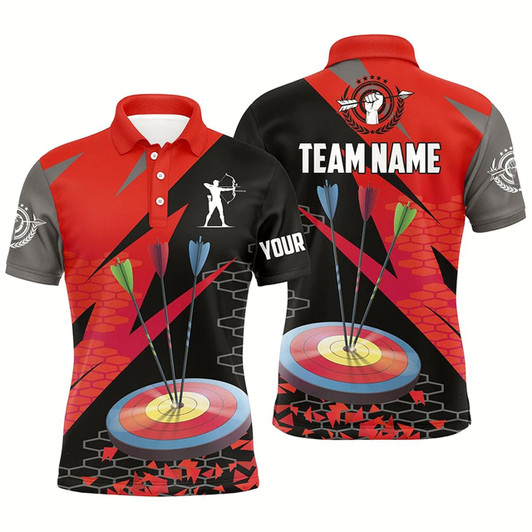 Goofygearprints Personalized Archery Arrows 3D Polo Shirts For Men Custom Hunting Bow Archery Jerseys Shirts Red