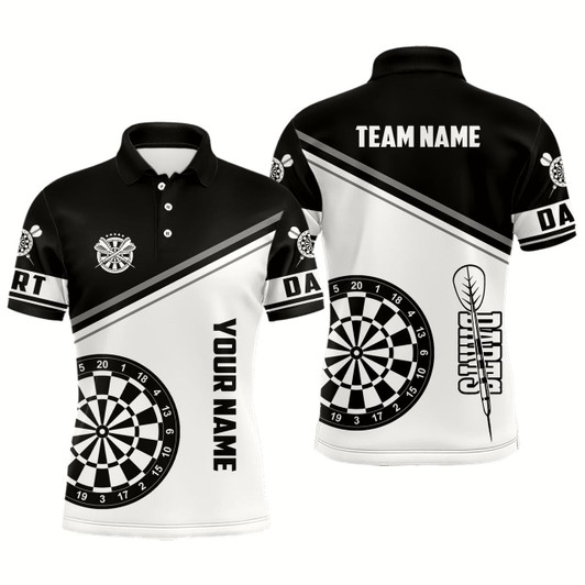 Goofygearprints Personalized Black White Dartboard Men Polo Shirts Custom Dart Team Uniform Shirts Dart Jerseys