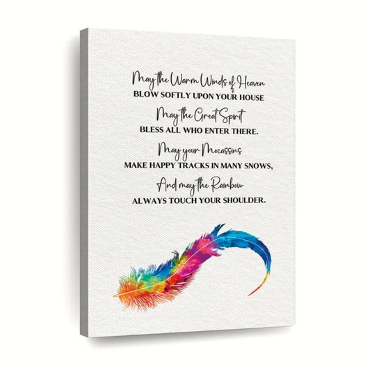 Feather Prayer May The Warm Winds Of Heaven Wall Art Canvas Christian Wall Decor Inspirational Religious Art
