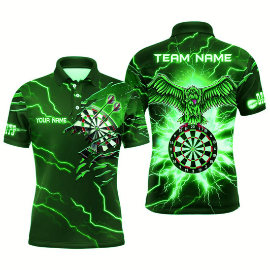 Goofygearprints Personalized Thunder Green Eagle Dart Polo Shirts Custom Dart Shirts For Men Dart Team Shirts Style 2